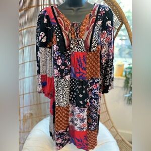 ANTHROPOLOGIE ARCATA PATCHWORK BOHO DRESS by ONE SEPTEMBER XS